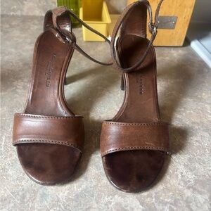 Ralph Lauren (purple label) Brown Leather Ankle-Strap Heels